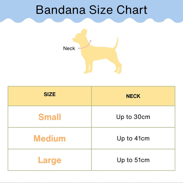 Bandana size chart for dogs with neck measurements