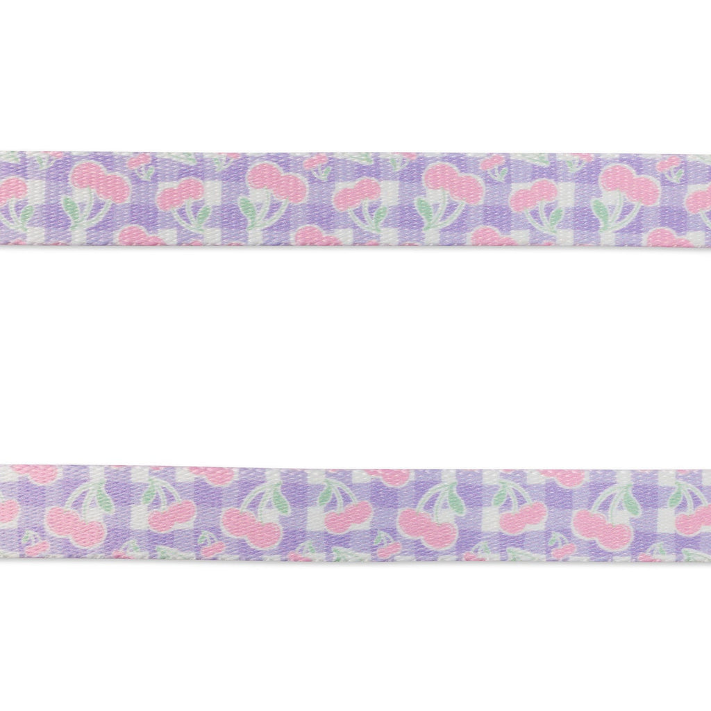 Dog lead with pink and purple cherries