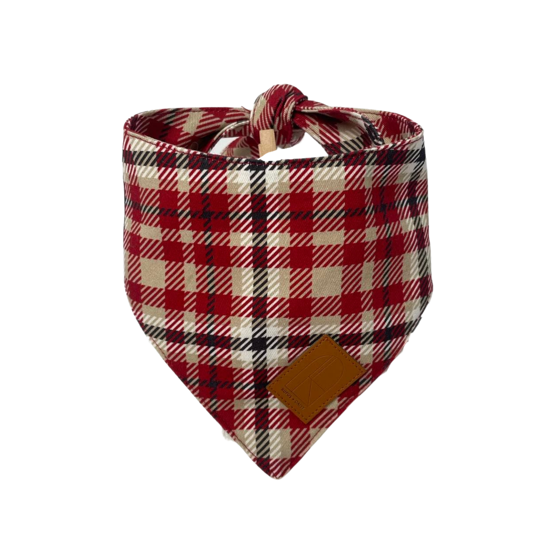 Cotton Red Plaid Dog Bandana